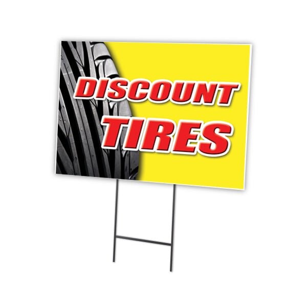 Signmission Discount Tires Yard Sign & Stake outdoor plastic coroplast window, C-1216 Discount Tires C-1216 Discount Tires - main
